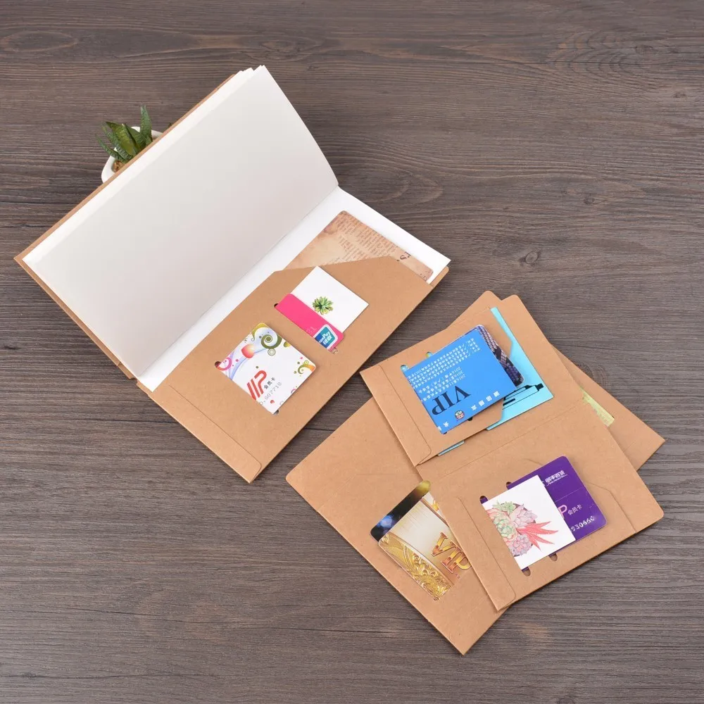 Kraft Paper File Holder Travel Journal Notebook Planner Accessories Regular Passport size Card Holder Pocket 3 pieces