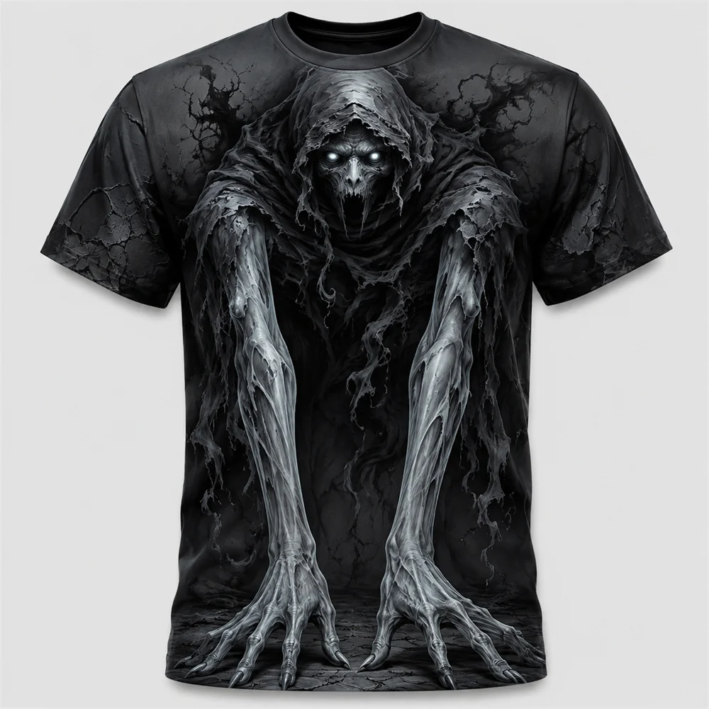 3D Print Horror Pumpkin Scarecrow Design Halloween T-shirt For Men Skull Arm Festival Unique Personality Novel Short T Shirts