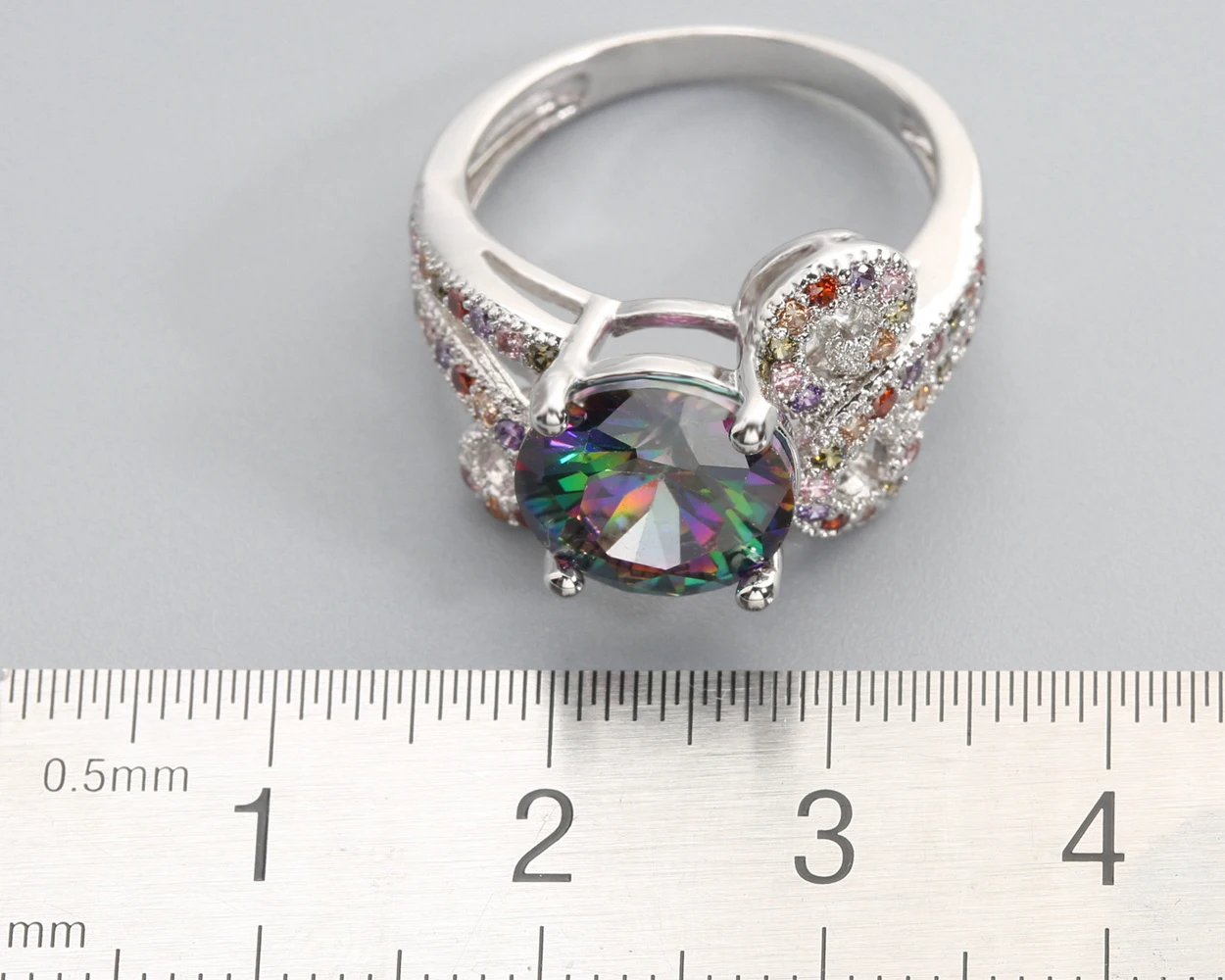 10*10mm Muti-color Topaz 925 Sterling Silver Ring Q1530-QC