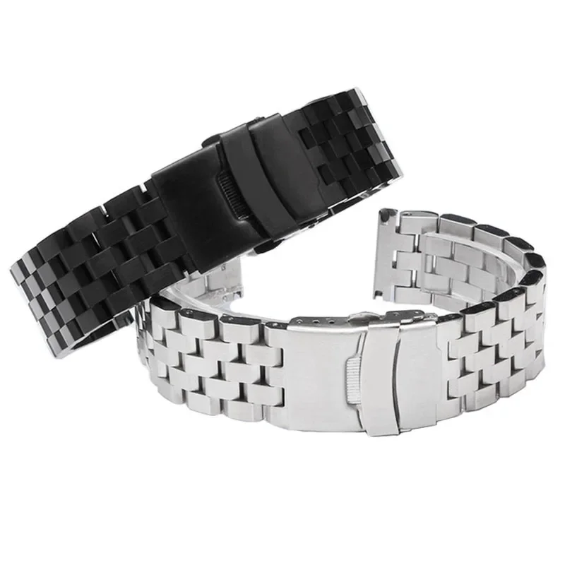 18mm 20mm 22mm 24mm 26mm Stainless Steel Watch Band Silver Black Metal Watch Strap Women Men Wrist Bracelet Watchband with Tool