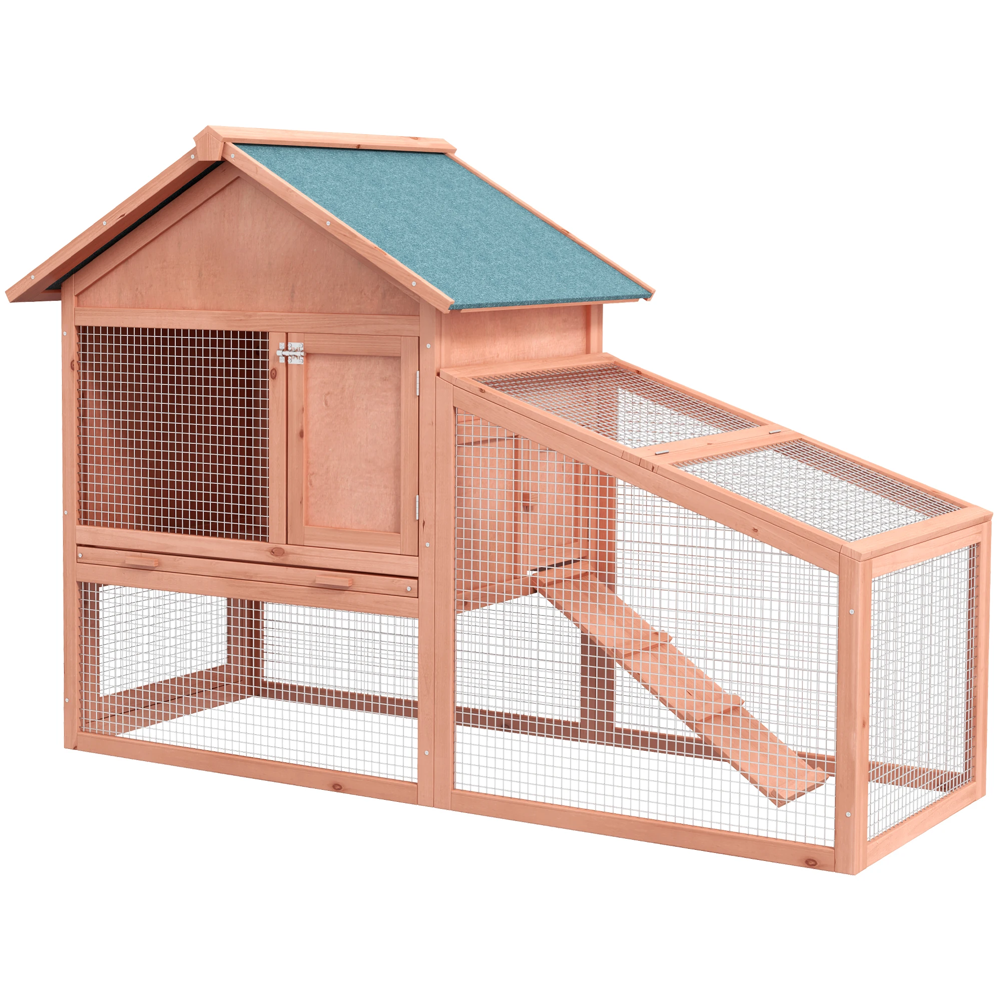 PawHut Recinto per Piccoli Animali con Tetto in Asfalto, Gabbia per Piccoli Animali, Recinto Libero, Legno di Abete