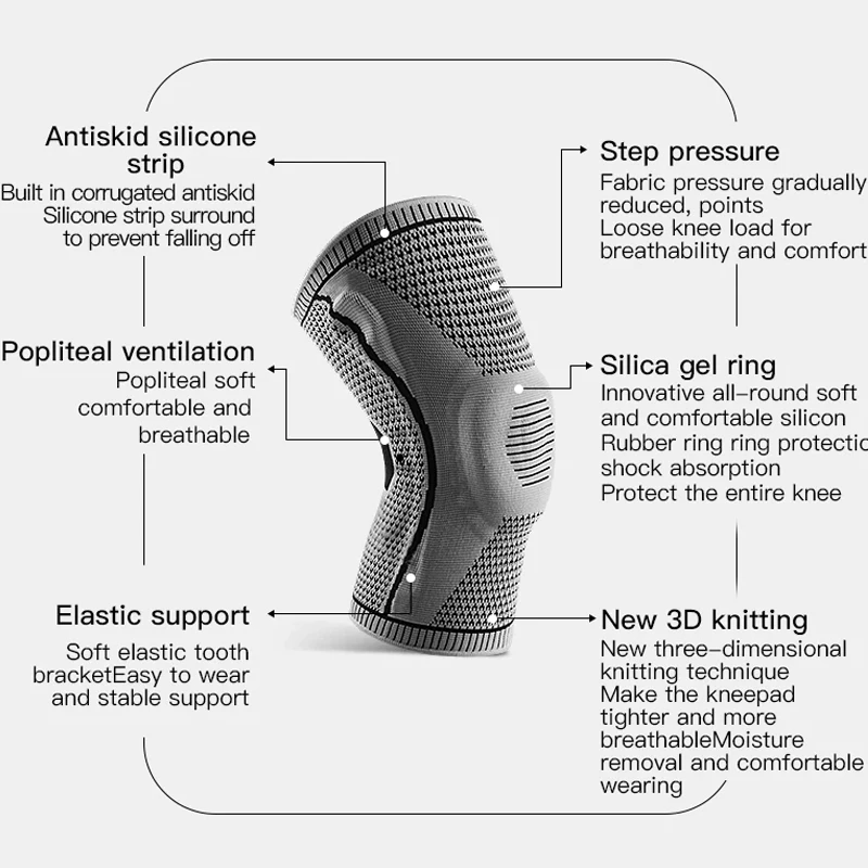 Knee Pads Strap Patella Medial Support Strong Meniscus Silicone Compression Protection Sport Knee Braces Basketball