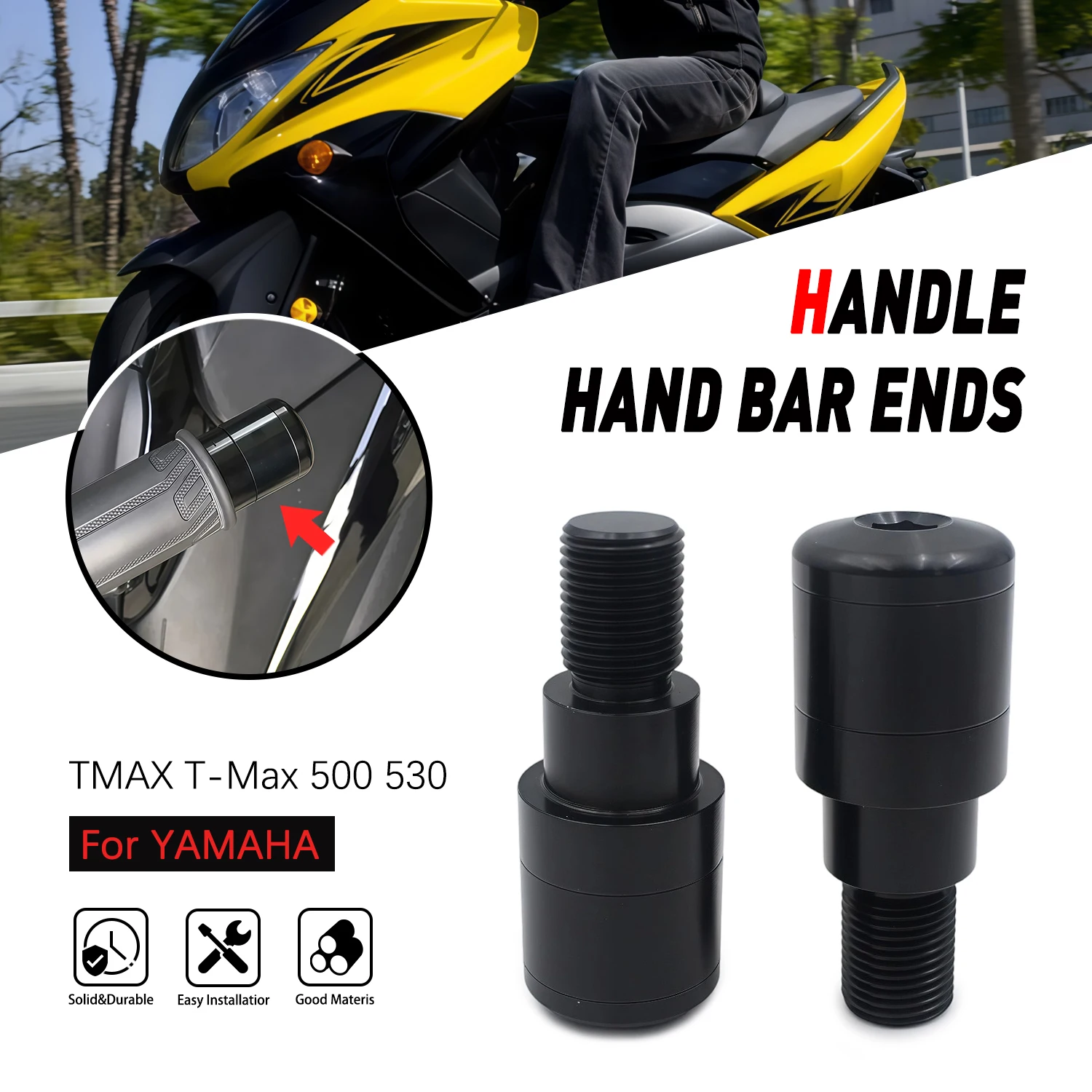

Motorcycle Handlebar Grips Bar End Caps For YAMAHA TMAX T-Max 530 500 CNC Aluminum Weights Handle Bar Ends Slider Accessories
