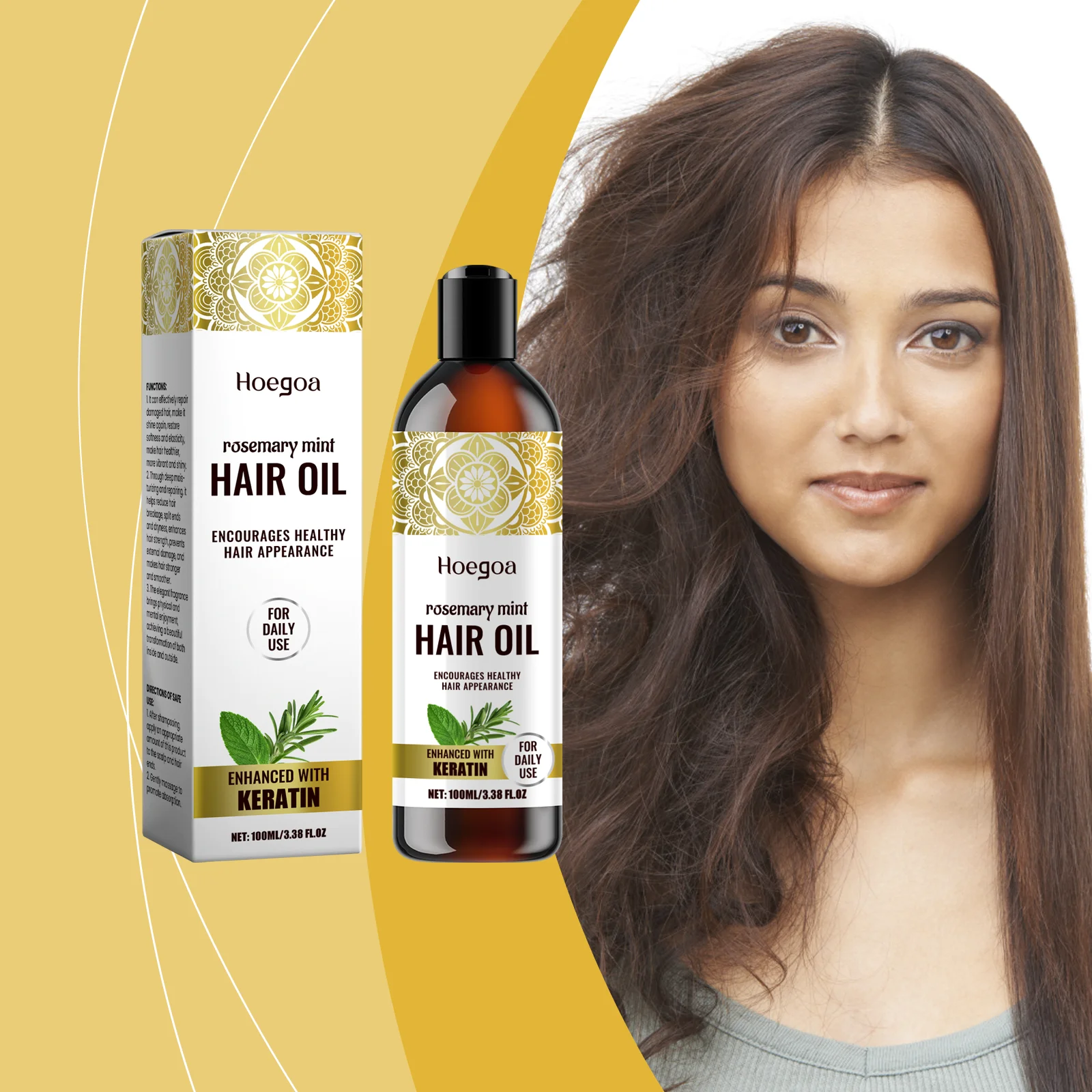 Aceite para el cabello de menta y romero: tratamiento nutritivo para cabello seco y rizado, ayuda a mejorar el brillo y la suavidad, fórmula liviana