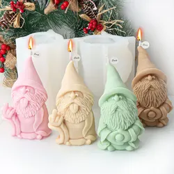 Cute Grimace Santa Claus Candle Silicone Mold Gestures Put Out Tongue Dwarf Plaster Soap Making Chocolate Christmas Decor Gift