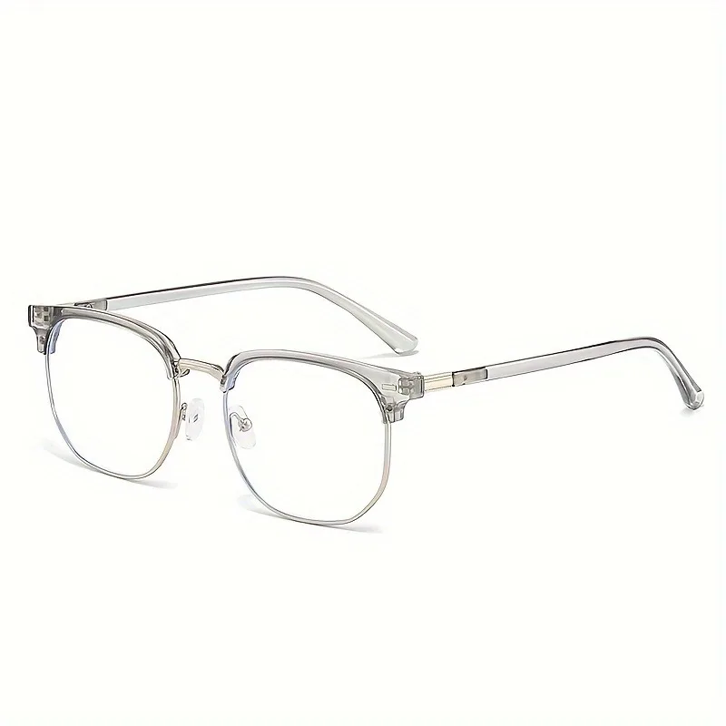 1-teilige Herren-Brille im lässigen Stil mit halber Rahmen, PC-Gläser, dekorative Brille, Schwarz, ideale Geschenkauswahl – Detail 3