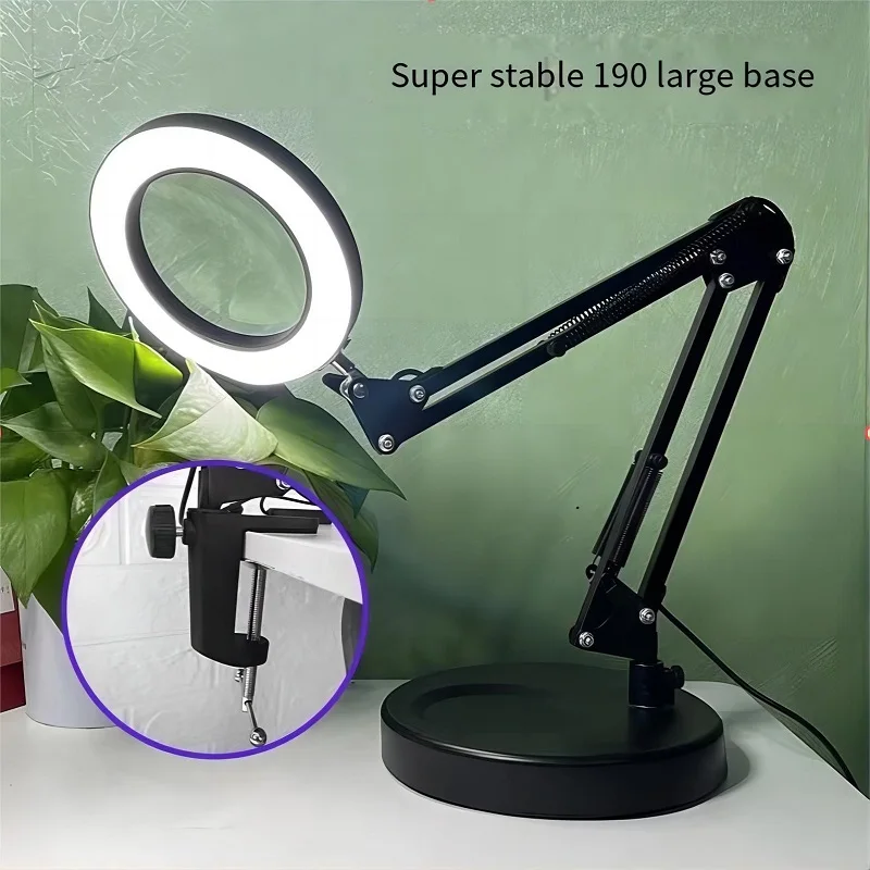 Desktop Magnifying Glass with Lamp 20 Times HD Beauty Reading Electronic Circuit board Maintenance Magnifying Lens LED Light