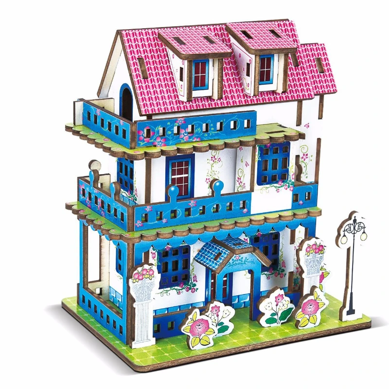 

Сельская вилла, деревянная 3D-головоломка, игрушечная модель, архитектурная серия, детская головоломка, 3D-головоломка, подарок на отпуск