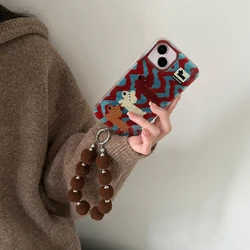 Wave Vintage Phone Case,Cute Dog Soft Cover for IPhone16promax 16 14 13 12 11 Pro Max 14 Anti-drop Cover