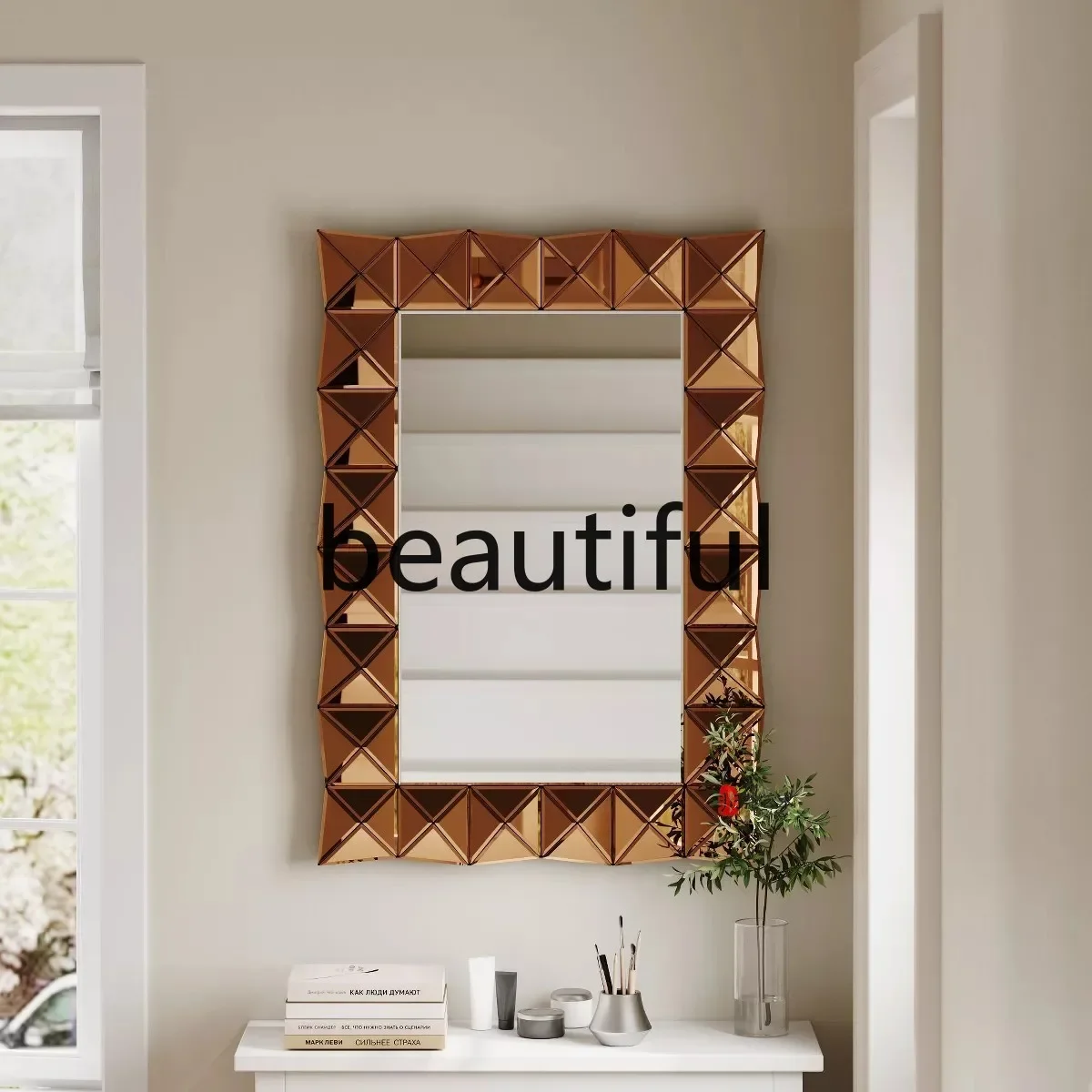 YL American retro entrance decorative mirror European light luxury wall-mounted desktop makeup dressing mirror