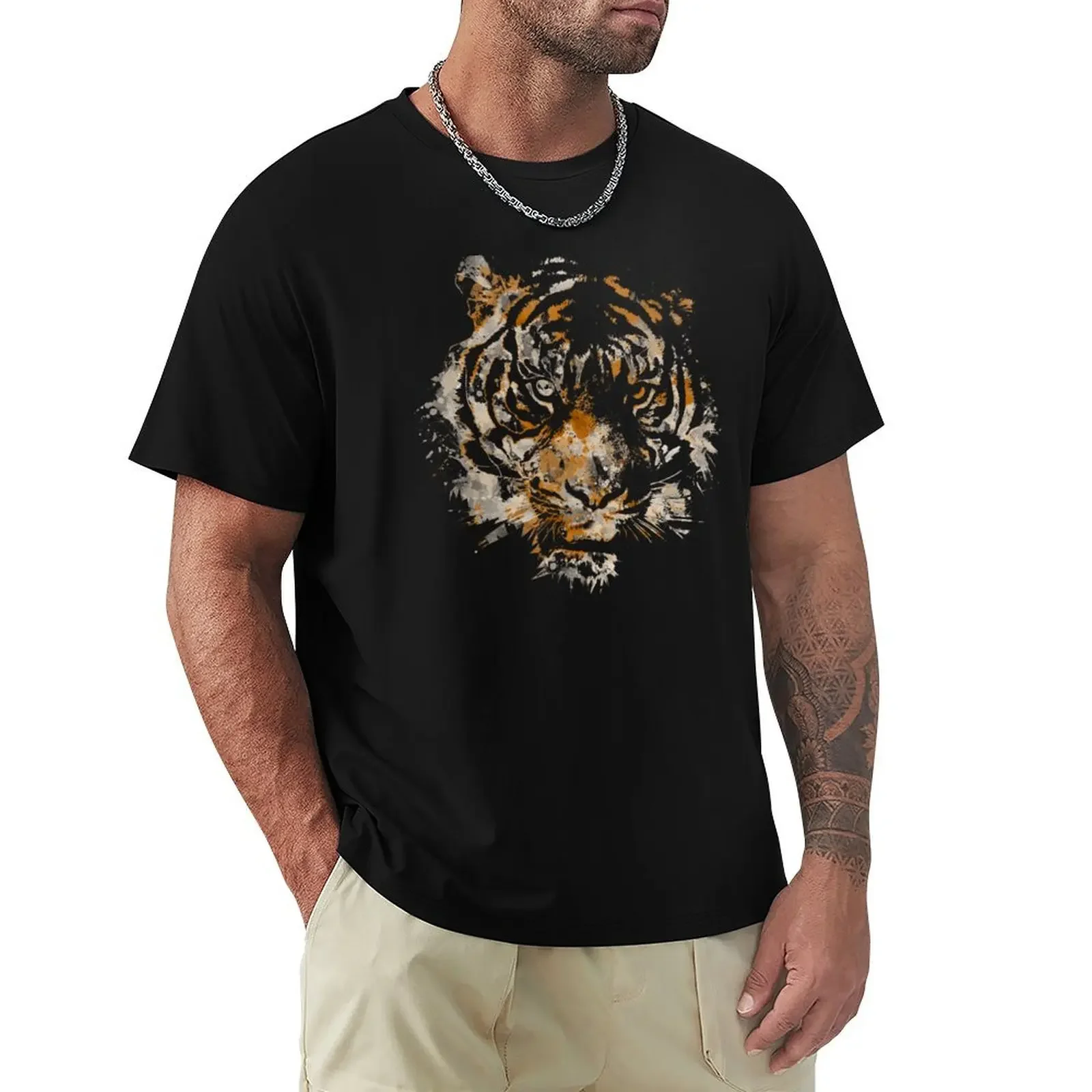 Tigre T-Shirt oversizeds street wear cotton graphic tees sweat men clothing