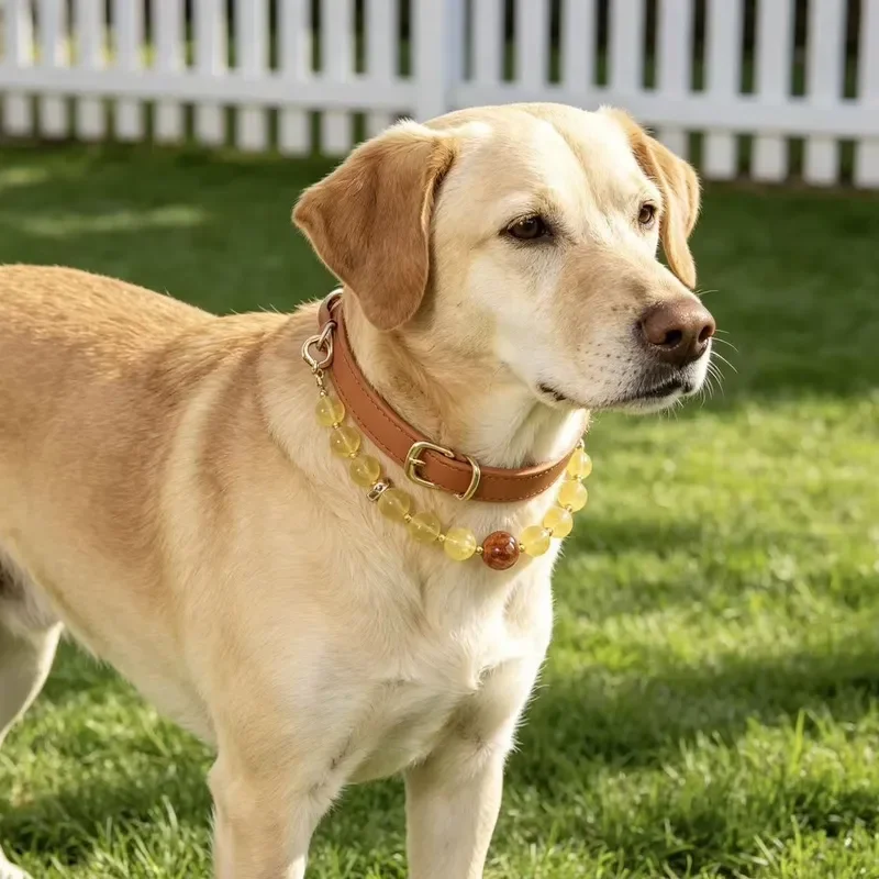 Cross-border popular pet crystal collar cat dog crystal necklace jewelry pet collar natural crystal spot straight hair