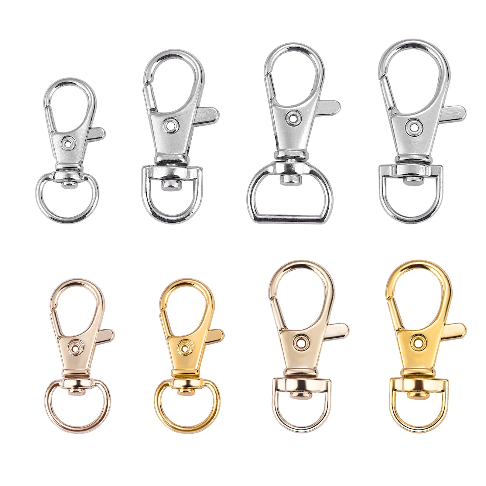 10pcs Gold Silver Plated Lobster Clasp Hooks Split Key Ring Swivel Connector Carabiner DIY Handcrafts Sewing Accessories