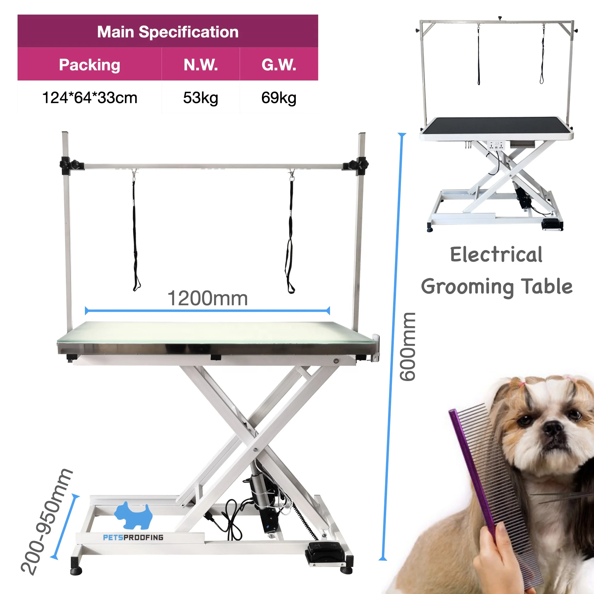 Portable Foldable At Home Professional adjustable electric large cat pet dog dogs groom grooming table for sale