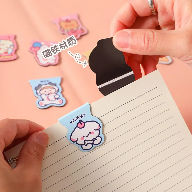 1pcs Magnetic Bookmark Cute Cartoon Bear Kawaii Rabbit Paper Clip Student Stationery Marker for School Office Supplies