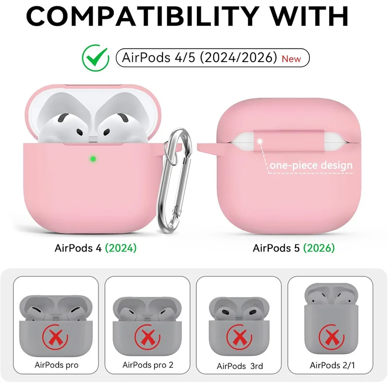Case for 2026 AirPod 5 With Cleaner Kit AirPod 4/5 Cute Case Soft Silicone Case for AirPods 5/4th Gen Solid Color silicone Case