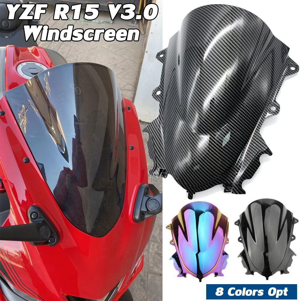 Motorcycle Windshield WindScreen Visor Viser Wind Deflector For YAMAHA YZF R15 V3 YZF-R15 2017 2018 2019 2020 2021 Double Bubble