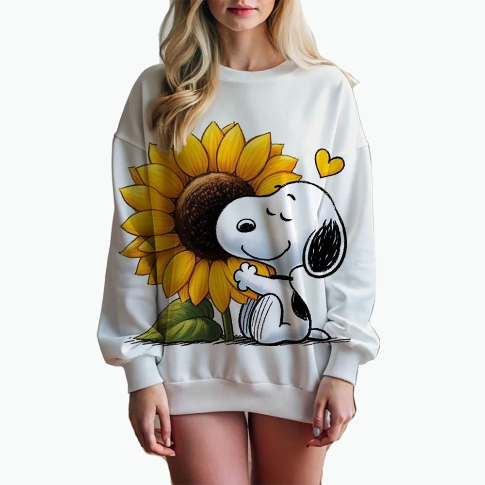 Snoopy Cartoon Anime Women\'s Hoodie Spring and Autumn Edition Women\'s Round Neck Hoodie 2024 New Fashion Couple Sportswear Top