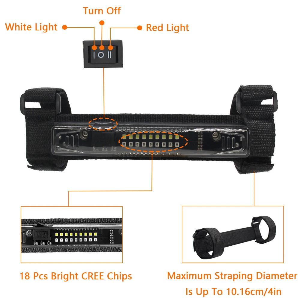 12V 18 Led UTV Dome Light Roll Bar Mount Dual Tone Dome Lamp Bumper Lights  Work Light for UTV ATV Golf