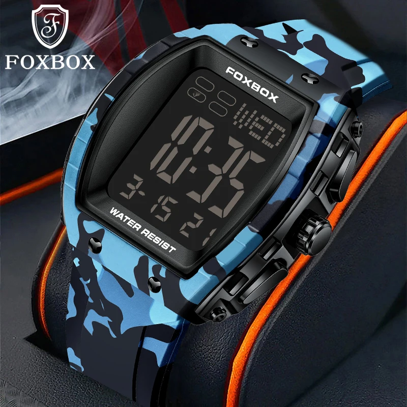 LIGE Brand FOXBOX Electronic Man Watch Outdoor Casual Sport Simple Digital Watches Waterproof Military Luminous Week Alarm Clock
