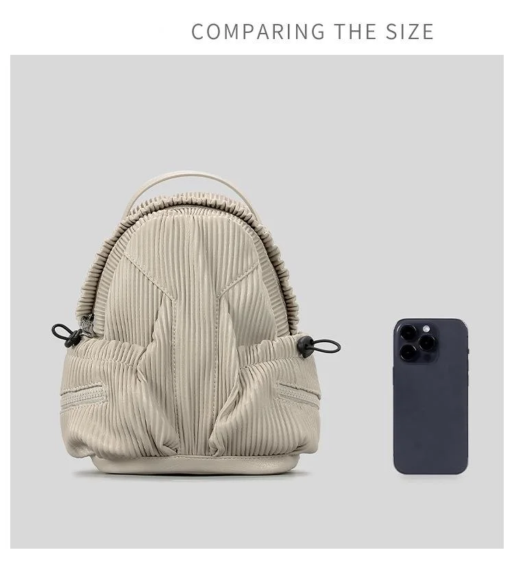 Designer Leather Backpack For Women Soft Pleated Casual Bag_voghion.com