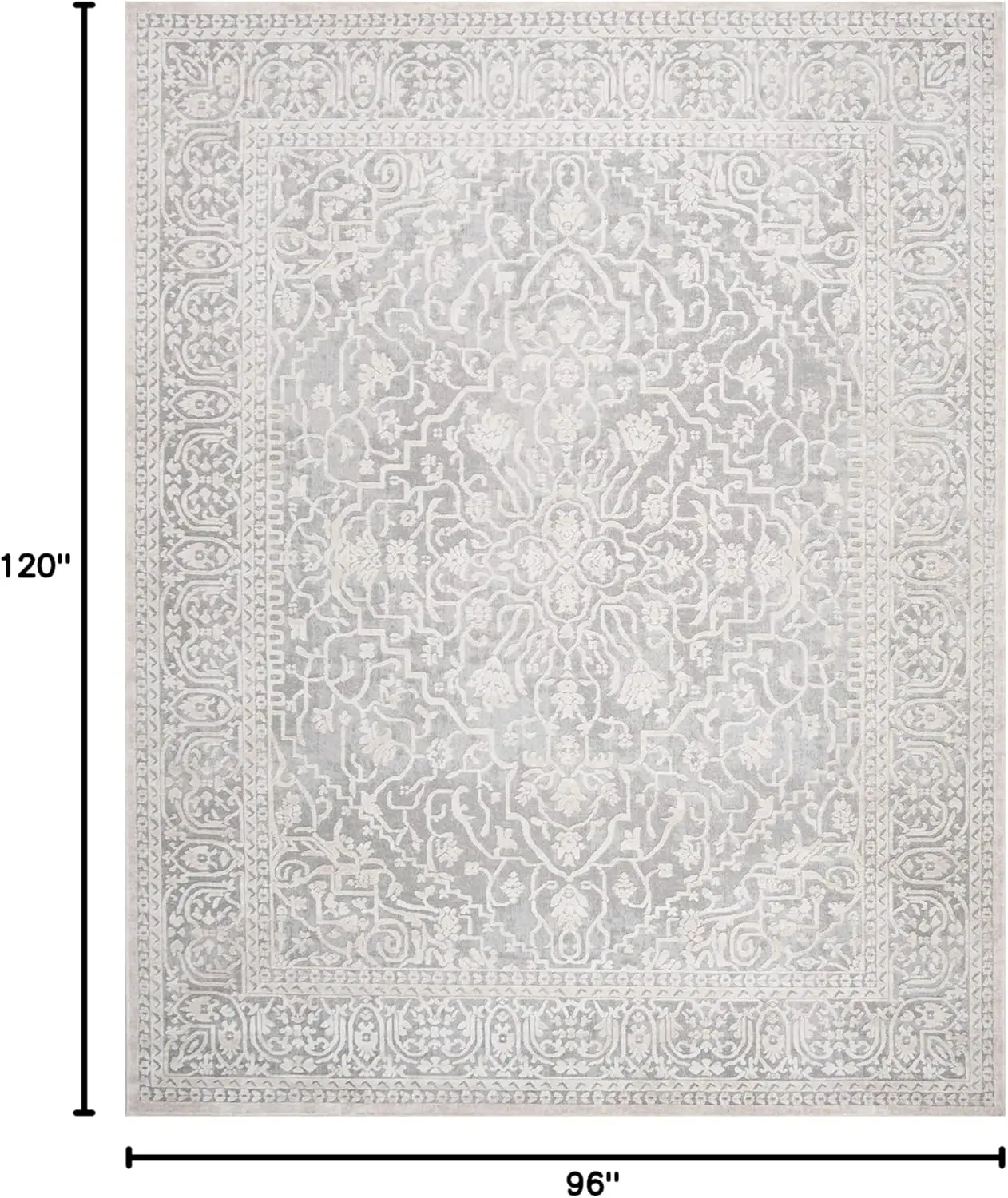 Safavieh Reflection Collection Area Rug - 8' X 10', Light Grey & Cream, Vintage Distressed Design, Non-Shedding & Easy Care,