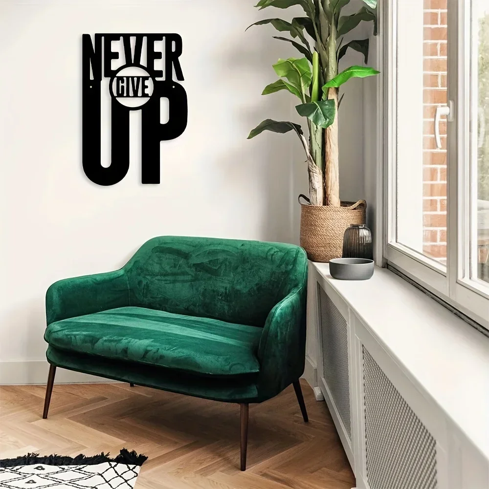 Crafts Never Give Up Metal Wall Decor, Artwork, Scene and Room Decor, Suitable for Study And Other Wall Decor, Holiday Gift