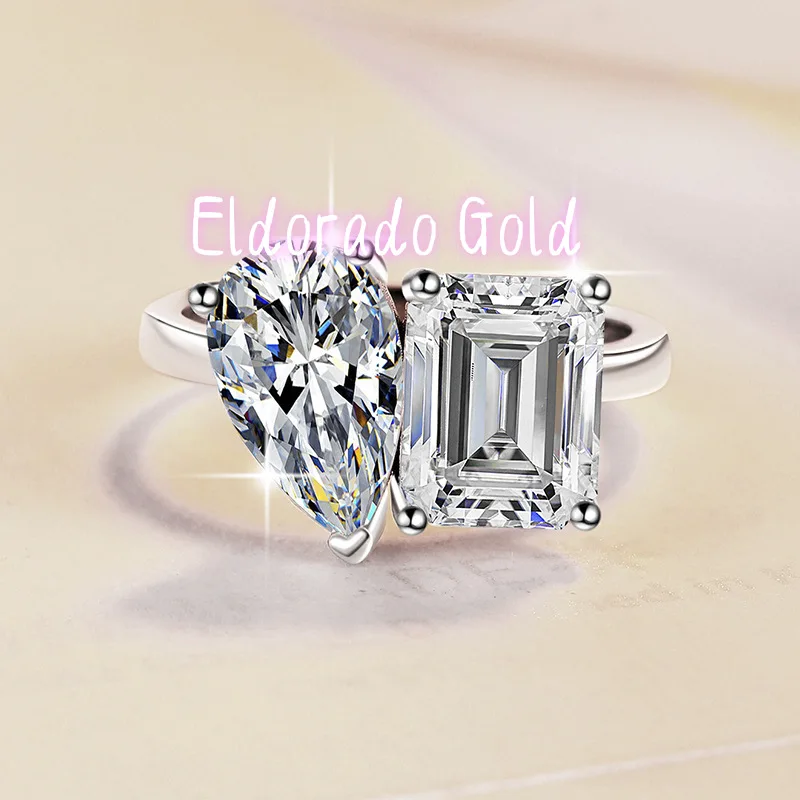 

Eldorado Gold Moissanite 3+3Carat Two-Stone Ring Women's PT950 Platinum - 3ct each plump stone, elegant symmetry, comfortable we