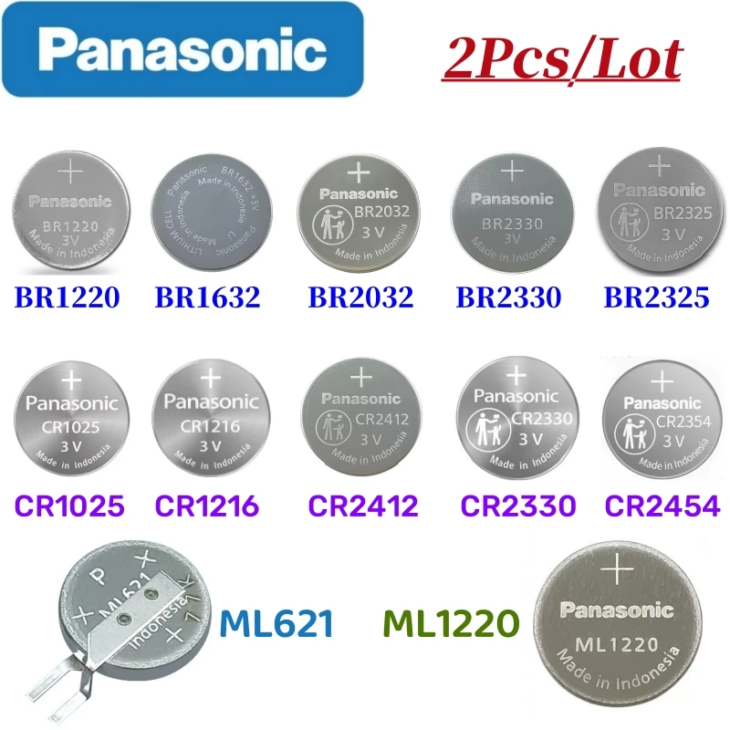 2pcs  Panasonic  Original CR2330 BR1220 ML1220 BR1632 Battery BR2032 BR2325 CR2032A CR1216 CR1025 BR2330 CR2354 CR2412 ML621