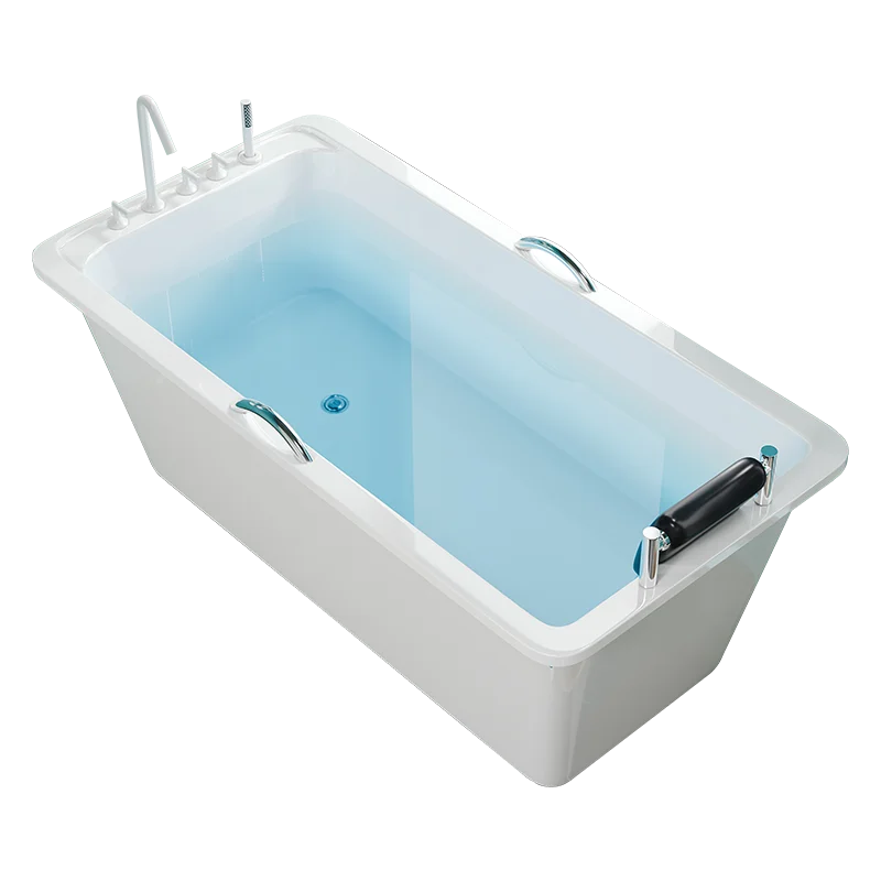 

Modern Minimalist White Acrylic Rectangular Freestanding Soaking Adult Bathtub For Bathroom, Excluding Faucet