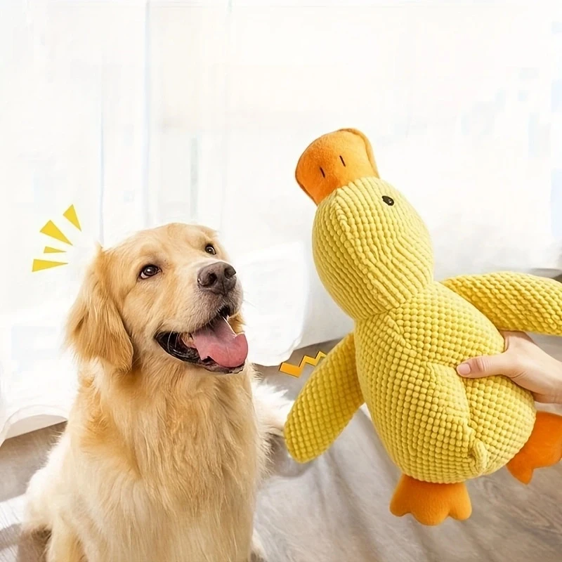 Beruhigende Ente für Hunde, 2025, gelbes Enten-Hundespielzeug, das beruhigende Kissen für sanfte Enten, Hunde-Enten-Spielzeug mit Quack-Sound für Hunde im Innenbereich – Detail 7