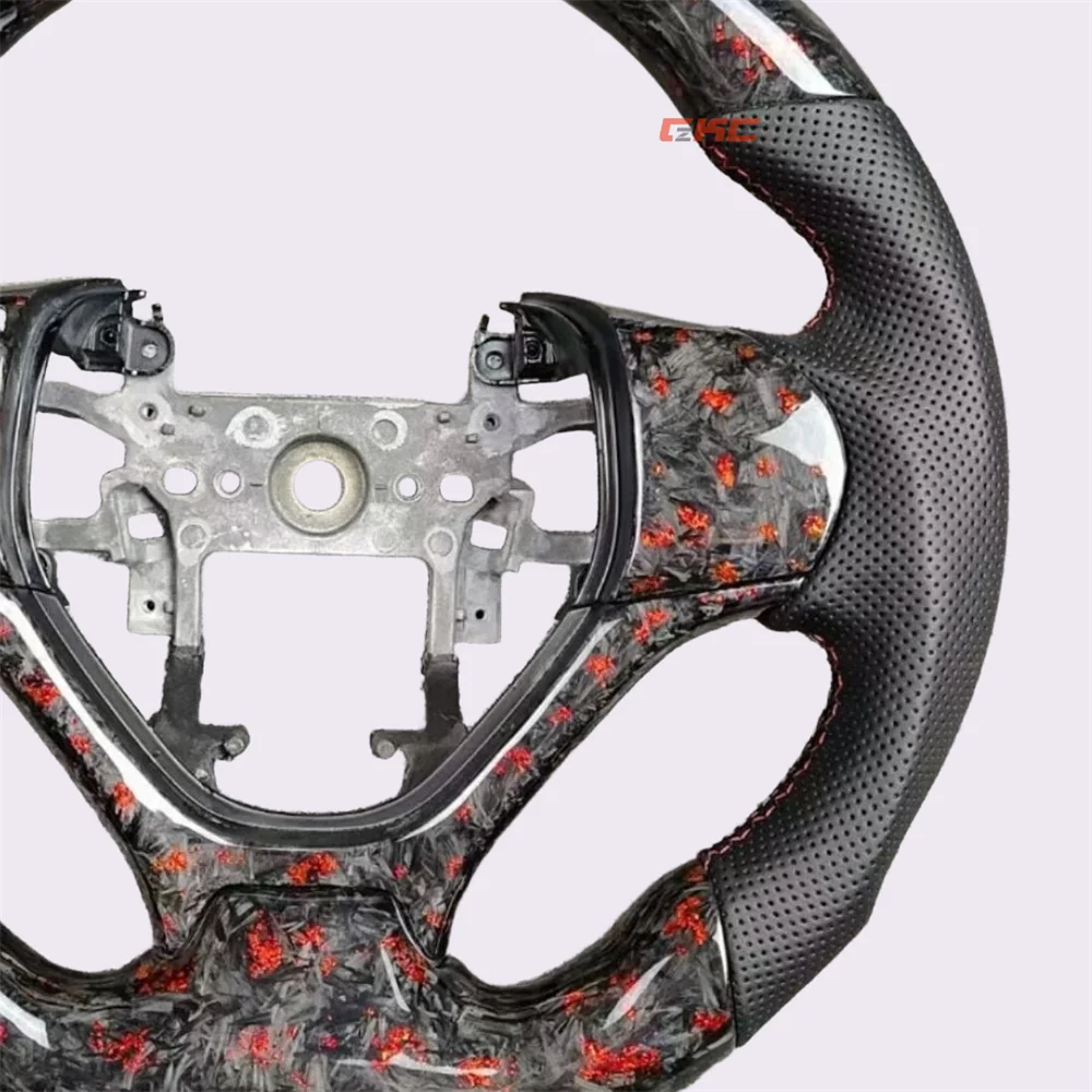 Customized Forged Carbon Fiber Black Leather D-Shaped Steering Wheel For H-onda C-ivic 2012 2013 2014 2015 Car accessories