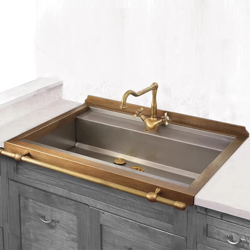 

Kitchen Western Kitchen Nakajima Pool American Retro Washbasin Model Room Shot French Copper Sink