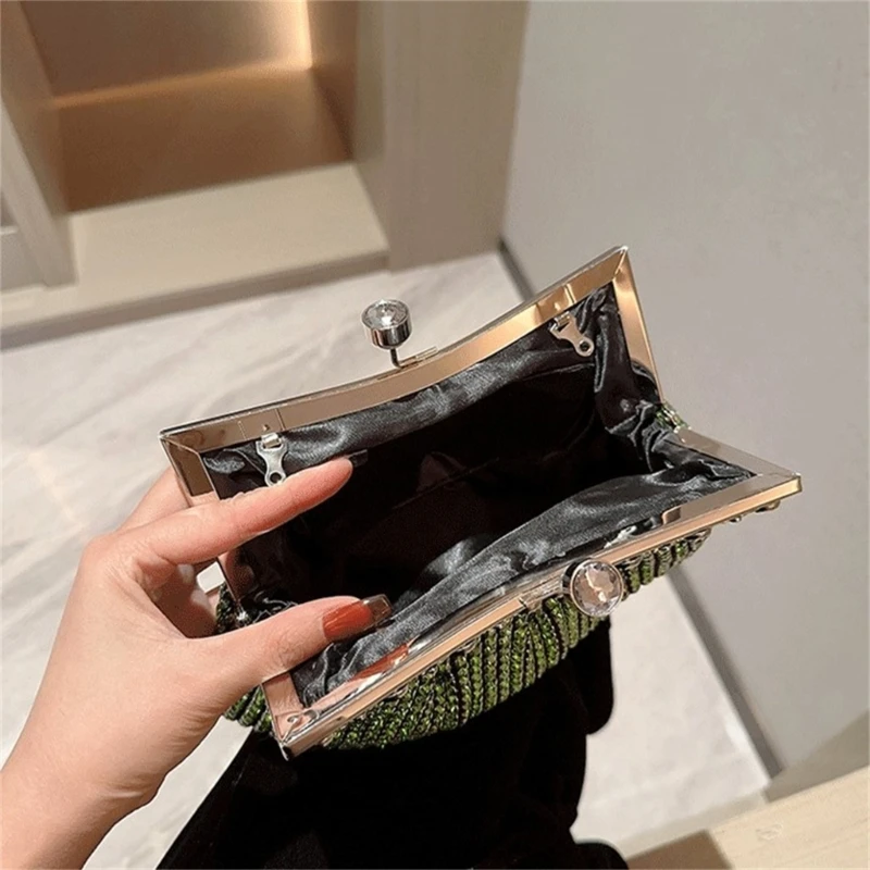 Women Luxury Rhinestone Evening Clutch Bag Detachable Chain Wedding Purse Prom Banquet Handbag Female Elegant Party Shoulder Bag