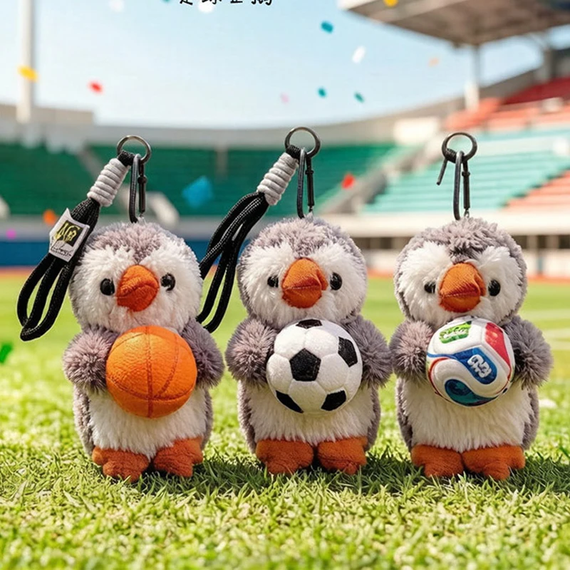 Cute Soccer Penguin Keychain Pendant Cool Plush Dolls Toy Keychain Charms Girls Handbag Charms Creative Little Gifts For Couples view 2