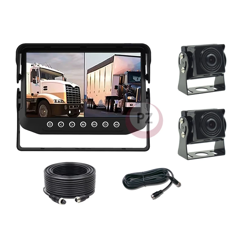 7 Inch Vehicle 1/2/4 Channels Spilt Screen Waterproof Monitor With AHD IR Night Vision Backup Camera For Truck Bus