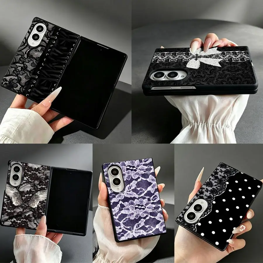 Lace Strap Texture Gothic Luxury Phone Cover Case for Samsung Galaxy Z Fold 8 Z Fold8 Wide ZFold8 ZFold Wide