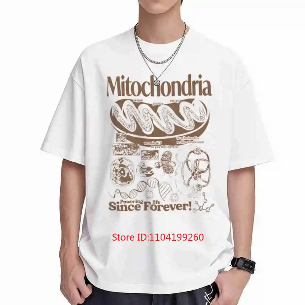 Mitochondria Vintage Science Retro Biology 90S Cell Diagram Geek Lab Humor Stem Learning Short Sleeve Tee 100% Cotton T-Shirt