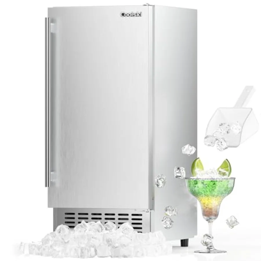 

Under Counter Ice Maker Machine, Stainless Steel, Silver, 80 Lbs/Day Output with 30 Lbs Storage and Self-Cleaning Function