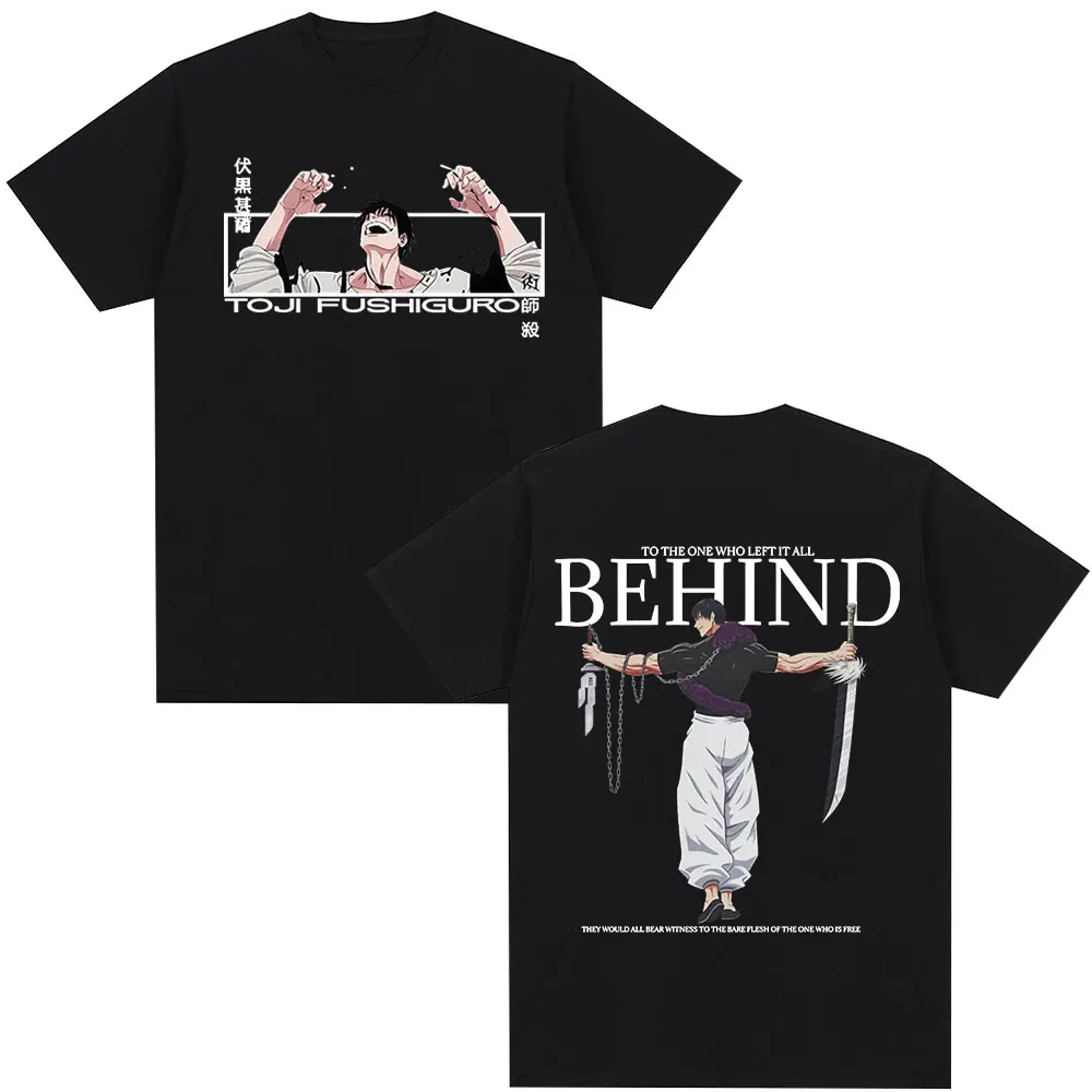 Anime Jujutsu Kaisen Fushiguro Toji 워시드 티셔츠 남성 여성 의류 패션 힙합 오버사이즈 티셔츠 코튼 캐주얼 티셔츠