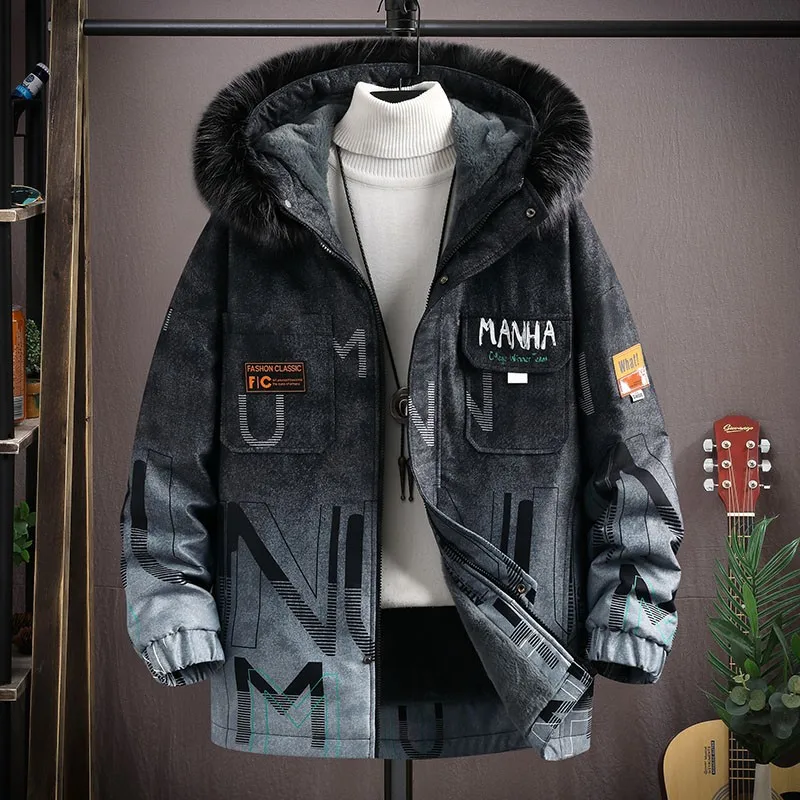 Chaqueta de algodón con capucha para hombre, abrigo de plumón japonés, versión coreana, invierno, 2023