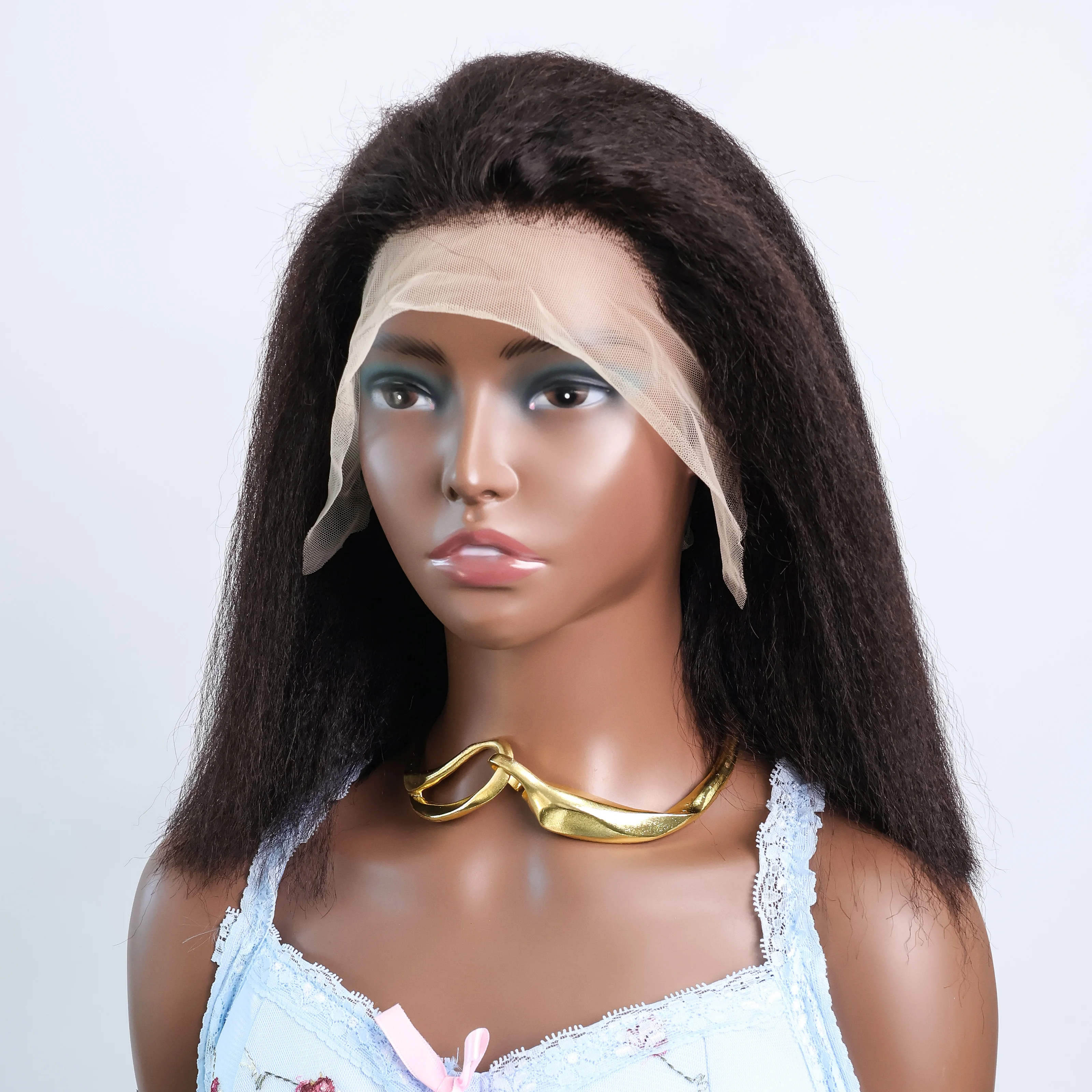 

Yaki Straight 13x4 HD Lace Front Human Hair Wigs Kinky Straight Lace Frontal Wig 100% Human Hair 4C Edges Curly Human Hair Wigs