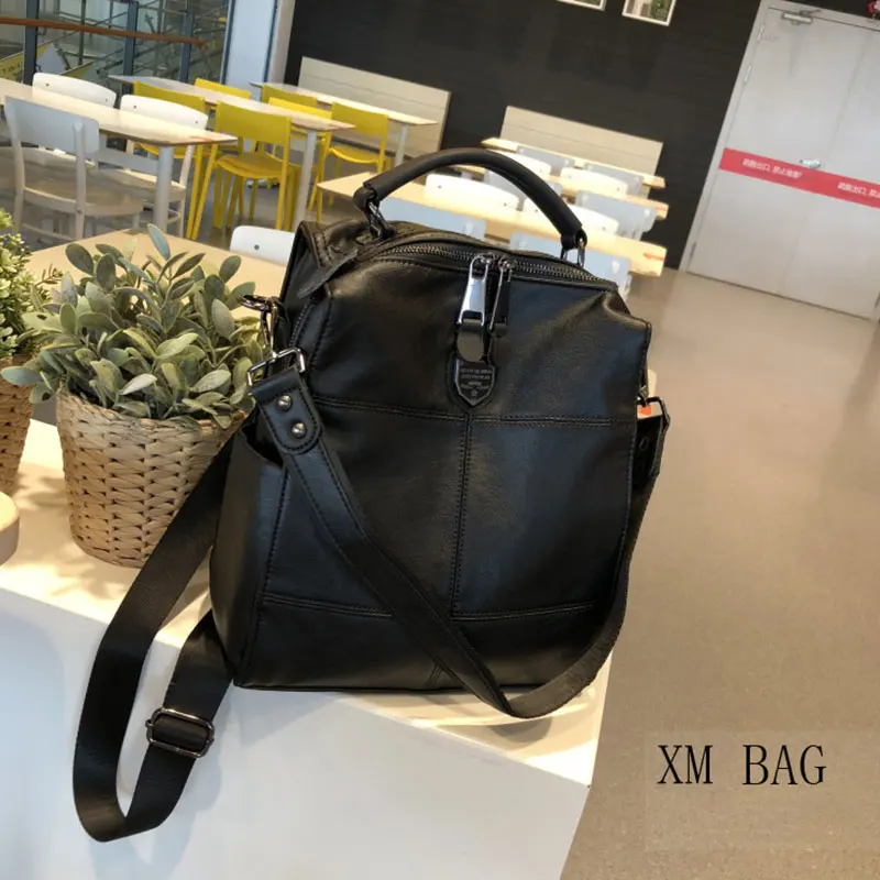 #MRD6606 # Latest genuine leather backpack with simple splicing cowhide travel bag, casual dual-use backpack for women