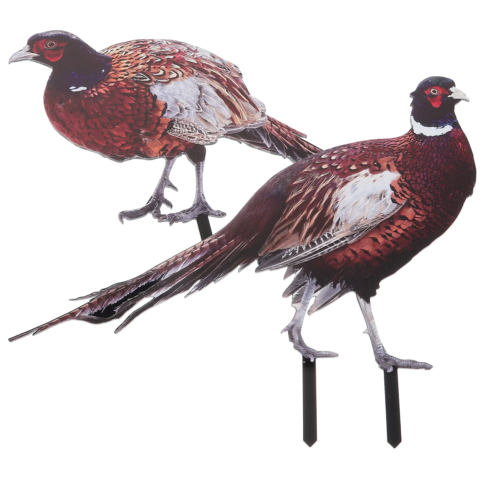 2 Pcs Pheasant Garden Decoration Insert Stakes Lawn Ornament Ground Plug Yards Acrylic