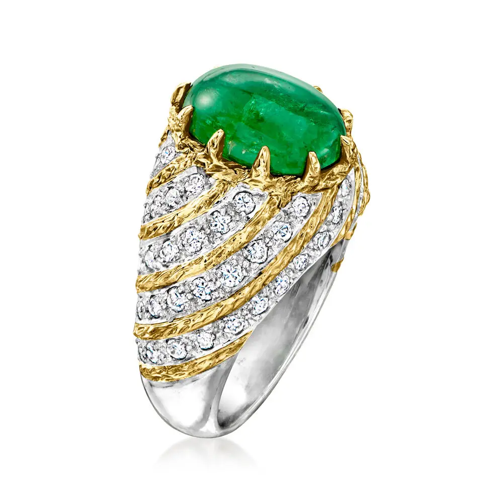 Vintage-Charme Synthetischer Smaragd mit Zirkonia-Besatz Silberfarbener Ring für Damen Modischer Eleganter Schmuck für Bankette und Feiern Geschenk