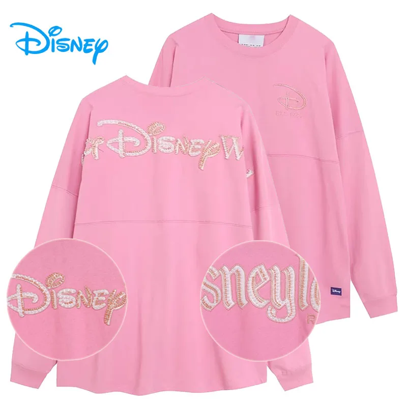 Толстовка с вышивкой и бисером Disney World Disneyland, пуловер с круглым вырезом и длинными рукавами, женская повседневная свободная футболка, джемпер унисекс