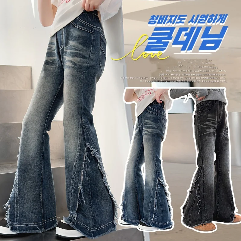 

New Girl Denim Ages 4-14Y Teen Bootcut Jeans Teenage Vintage Trousers Toddler Girl Punk Fashion Denim Bottom Kids Y2k Long Pants