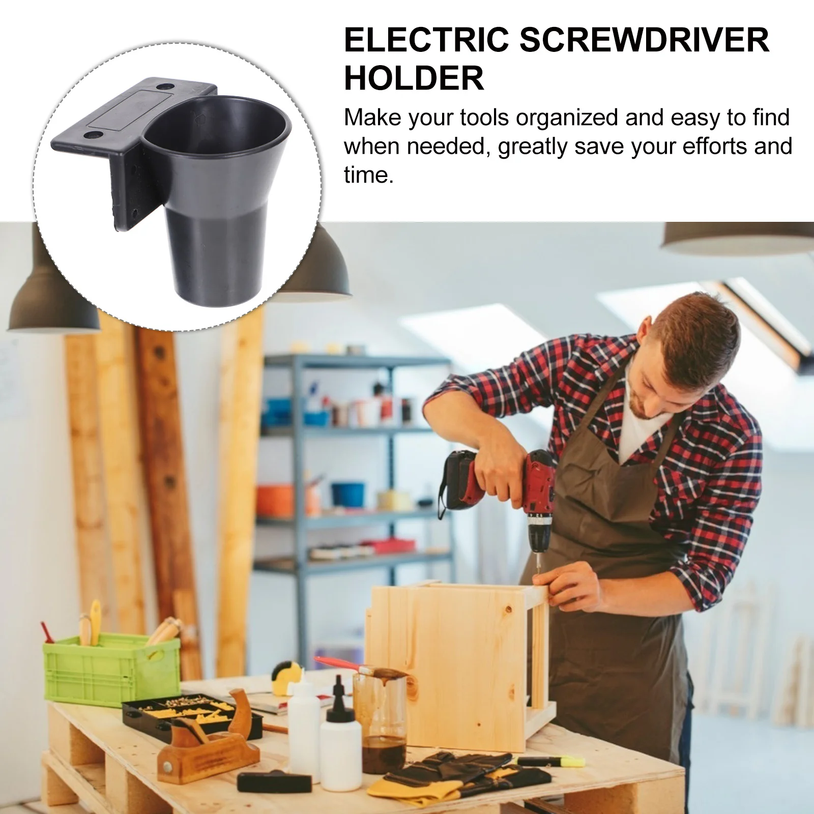 2 Pcs Electric Screwdriver Mill Holder Fixing Fixture 85X8CM Cup Rack Storage Black