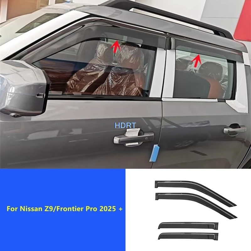 

For Nissan Z9/Frontier Pro 2025 + Car Style Window Visor Awning Shelter Vent Shade Sun Rain Deflector Weather Shield Accessories