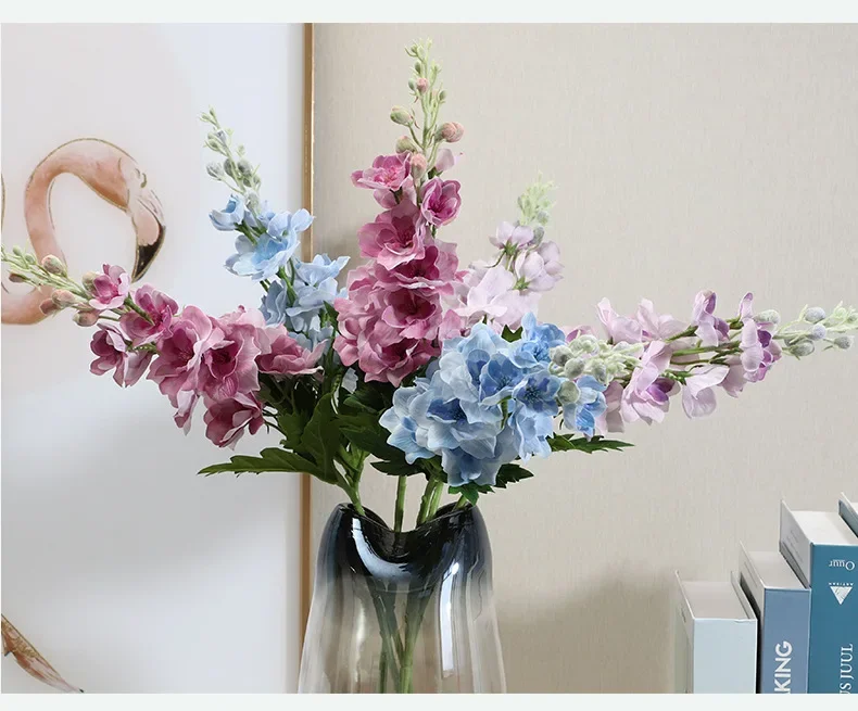 5 Stück feuchtigkeitsspendende, naturgetreue Delphinium-Kunstblumen zur Dekoration für Hochzeiten, Partys, luxuriöse Heimdekoration, künstliche Hyazinthenblumen – Detail 10